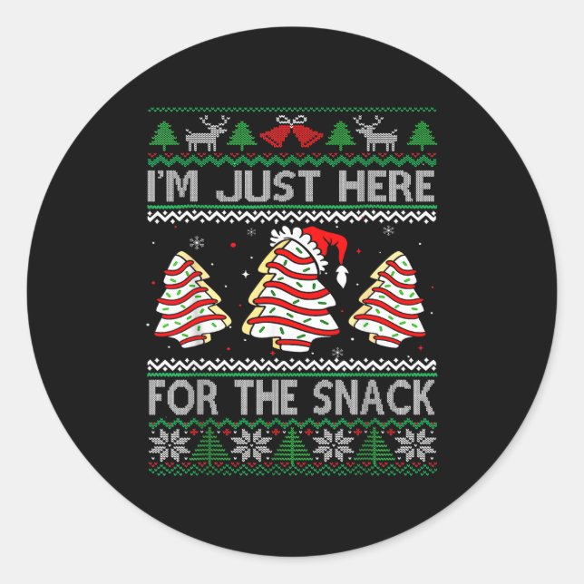 Sticker Rond I'm Just Here For The Snack Christmas Cakes Debbie (Devant)