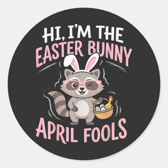 Sticker Rond Im Lapin de Pâques Poisson d'Avril (Devant)