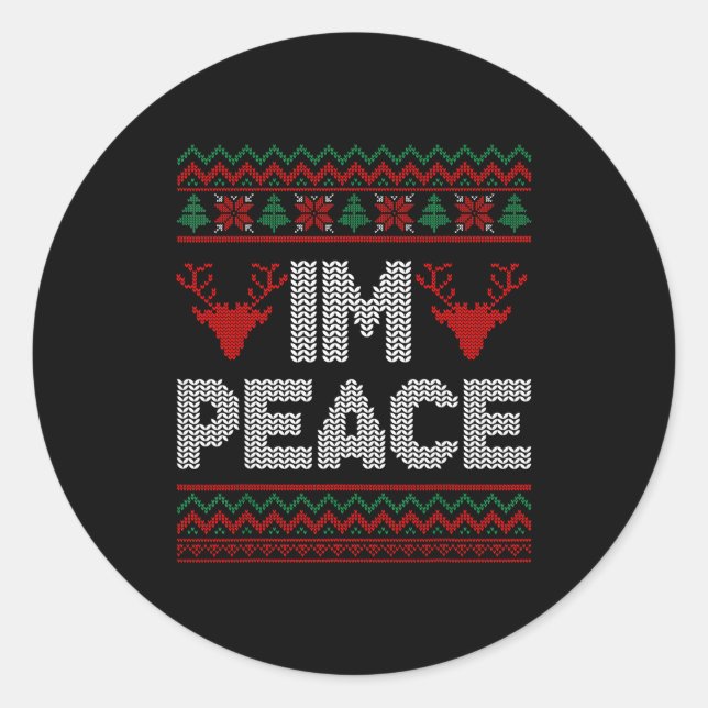 Sticker Rond I'm Peace Couple Matching Christmas Ugly Sweater  (Devant)