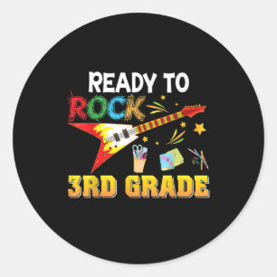 Sticker Rond I'm Ready To Rock 3rd Grade Troisième back To Scho