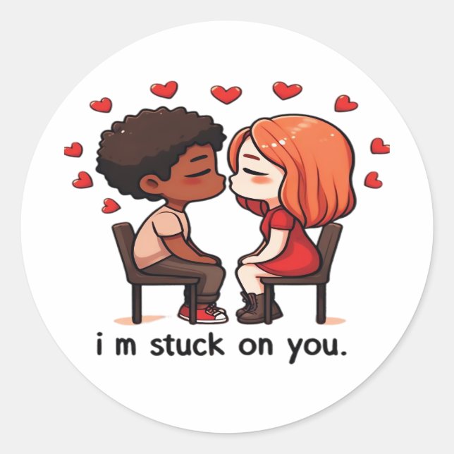 Sticker Rond Im Stuck On You Classic Love Design  (Devant)