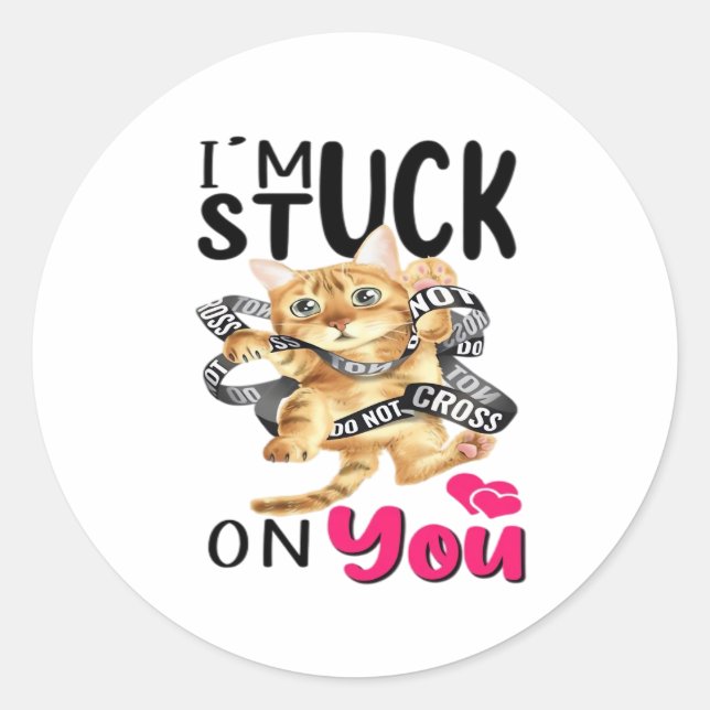 Sticker Rond Im Stuck On You Simple Romantic Design  (Devant)