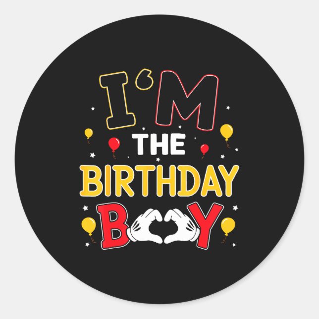 Sticker Rond I'm The Birthday Boy Matching Family Birthday Part (Devant)