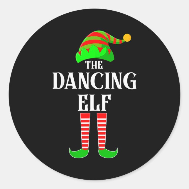 Sticker Rond I'm The Dancing Elf Family Matching Costume Christ (Devant)