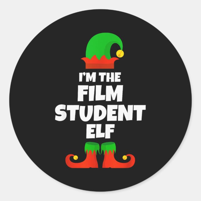 Sticker Rond I'm The Film Student Elf Family Pajama Christmas F (Devant)