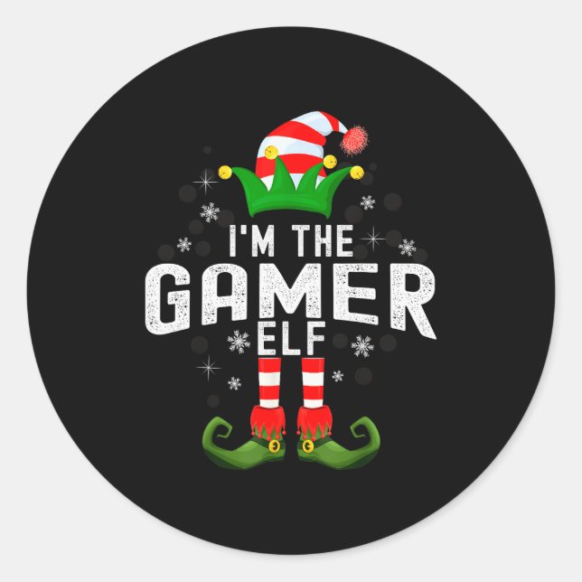 Sticker Rond I'm The Gamer Elf Christmas Family Pjs Costume  (Devant)