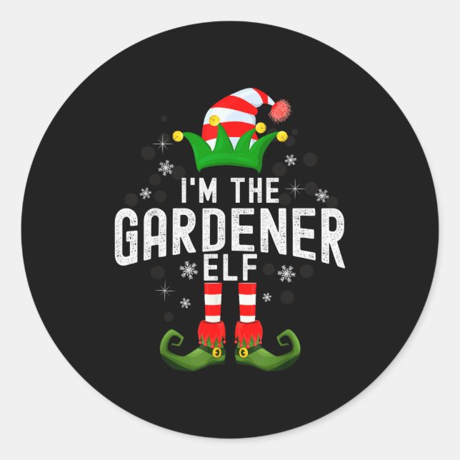 Sticker Rond I'm The Gardener Elf Christmas Family Pjs Costume  (Devant)