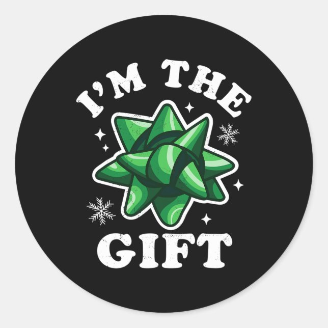 Sticker Rond I'm The Gift - Drôle laide pull de Noël - Noël (Devant)