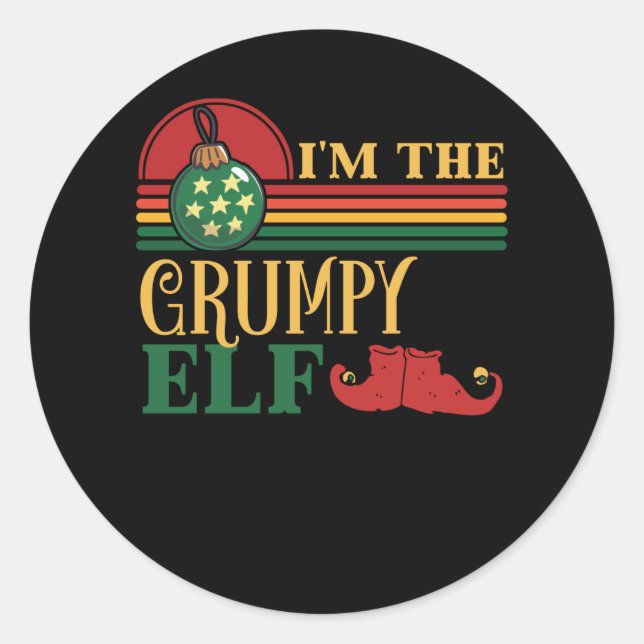 Sticker Rond Im The Grumpy Elf Matching Christmas (Devant)