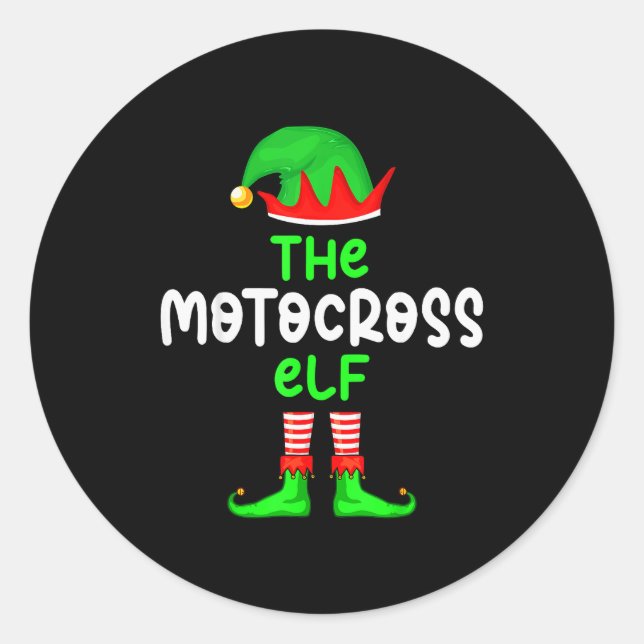 Sticker Rond I'm The Motocross Elf Dirt Bike Christmas Matching (Devant)