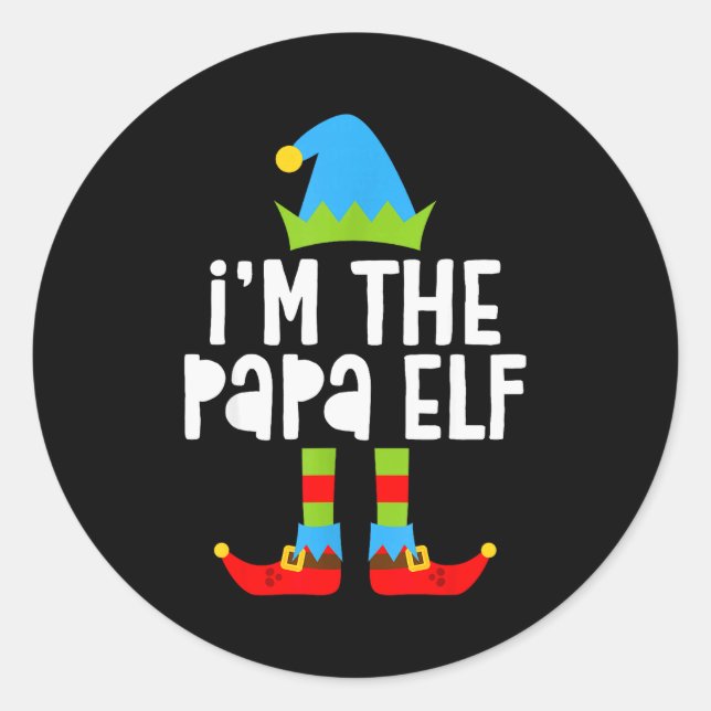 Sticker Rond I'm The Papa Elf Shirt Men Matching Elf Papa Chris (Devant)