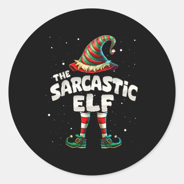 Sticker Rond I'm The Sarcastic Elf Family Matching Group Christ (Devant)