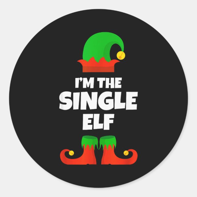 Sticker Rond I'm The Single Elf Family Pajama Christmas Funny  (Devant)