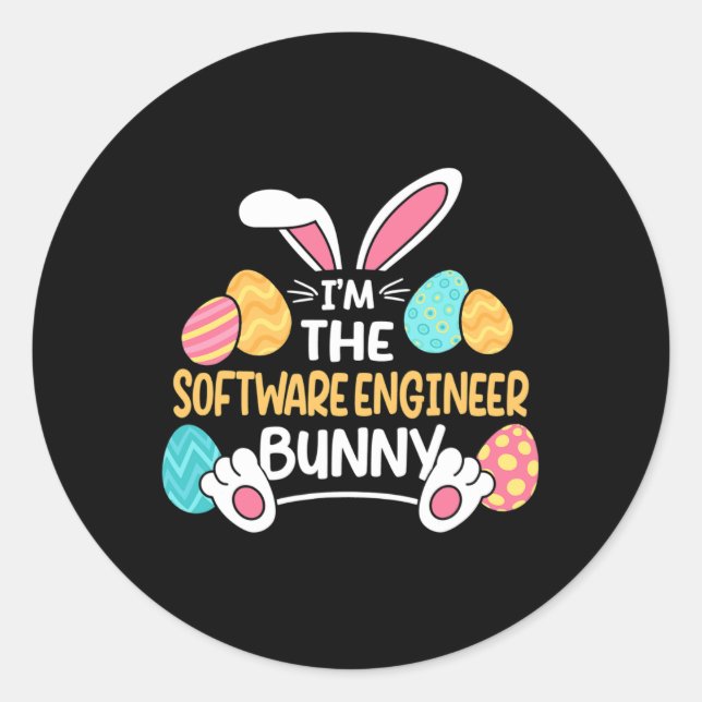 Sticker Rond Im The Software Engineer Bunny Developer Easter  (Devant)