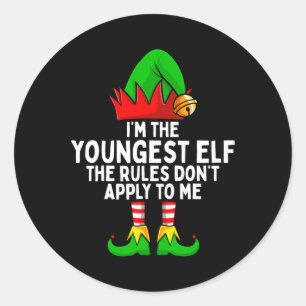 Sticker Rond I'm The Youngest Elf Matching Family Christmas