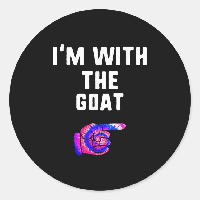 Sticker Rond I'm With Goat Tie Dye Halloween Matching (Devant)