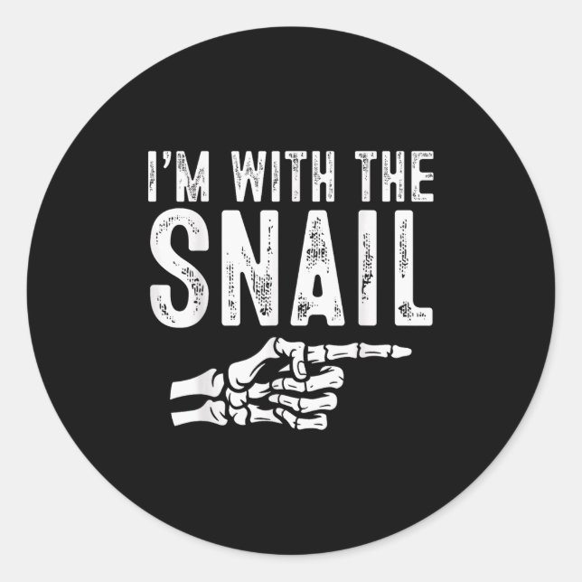 Sticker Rond I'm With The Snail Easy Costume Halloween Couples  (Devant)