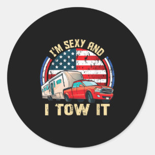 Sticker Rond Im Y Et Je Le Remorque Rétro Vintage Camping Rv