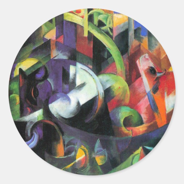 Sticker Rond Image avec du bétail par Franz Marc, Art ancien (Devant)