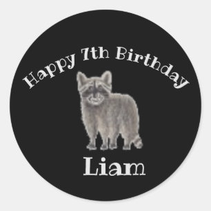 Sticker Rond Image d'anniversaire du Raccoon d'origine très mig