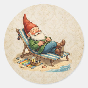 Sticker Rond Image de carte postale ancienne - NAIN DE JARDIN 2