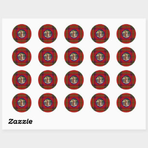 Sticker Rond Image de chien personnalisé tartan Stewart Clan