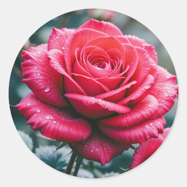 Sticker Rond Image de fleur de rose rouge élégante (Devant)