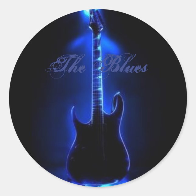 Sticker Rond Image De La Guitare Blues Sur Round Stiker (Devant)
