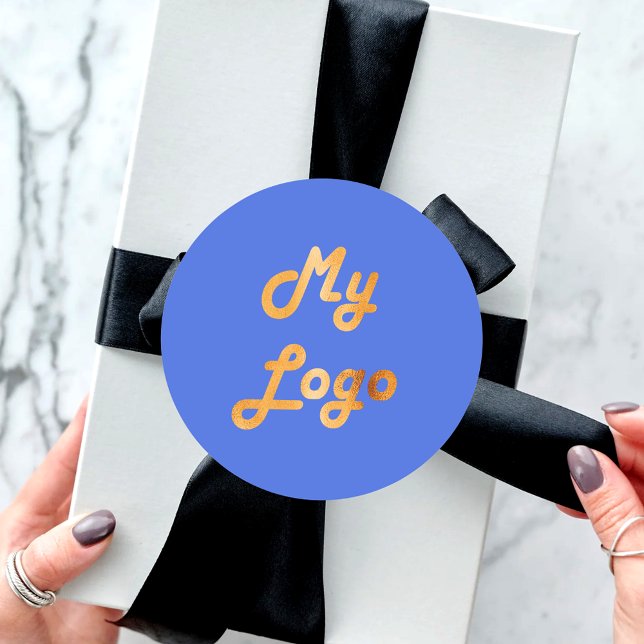 Sticker Rond Image de logo personnalisé affaires bleu royal (Créateur téléchargé)