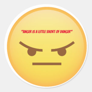 Sticker Rond image de visage jaune imoji en colère