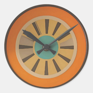Sticker Rond Image d'horloge en tranche d'orange futuriste atom