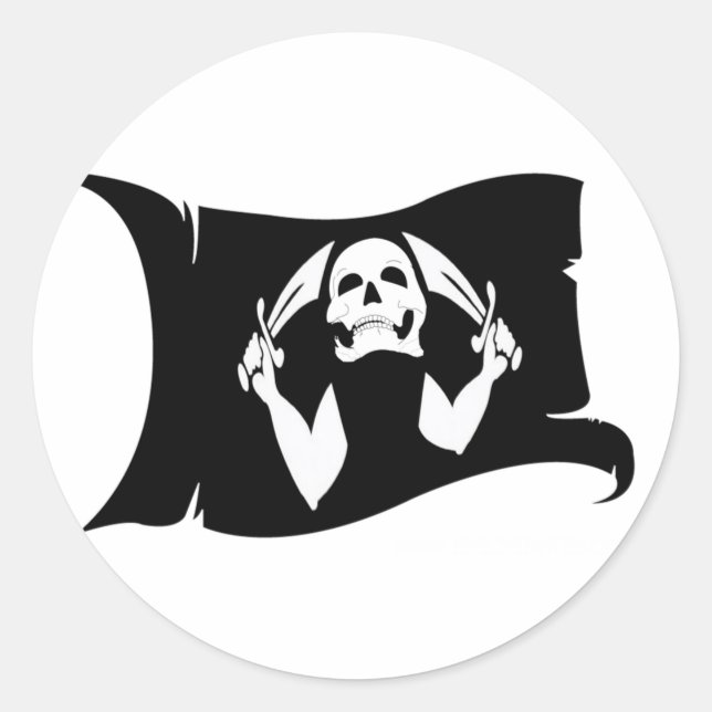 Sticker Rond Image Drapeau-Pirate #11 (Devant)