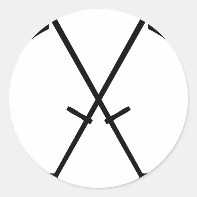 Sticker Rond image noire icône croisée (Devant)