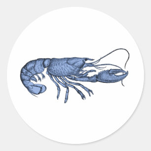 Sticker Rond Image Rétro Vintage Homard Bleu