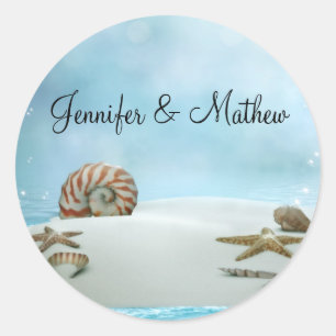 Sticker Rond Imaginaire Beach Enveloppe de mariage