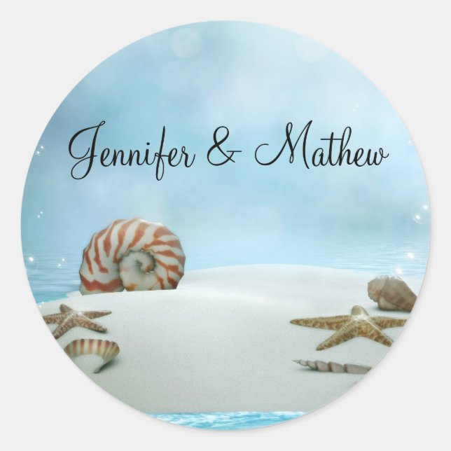 Sticker Rond Imaginaire Beach Enveloppe de mariage (Devant)