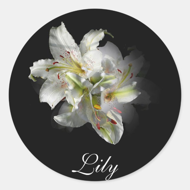Sticker Rond Imaginaire blanc Lilies (Devant)