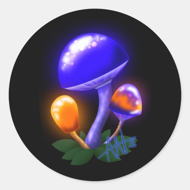Sticker Rond Imaginaire Blancs Dapperling Orange & Champignons  (Devant)