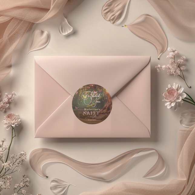 Sticker Rond Imaginaire Bois Enchantée Forêt Glow Sweet 16 (Créateur téléchargé)