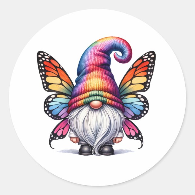 Sticker Rond Imaginaire de Gnome papillon (Devant)