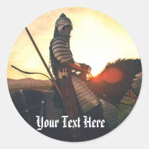 Sticker Rond Imaginaire de jeu Chevalier monté médiéval