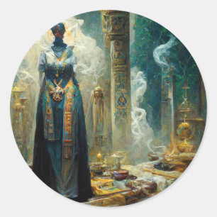 Sticker Rond Imaginaire de la prêtresse fantôme