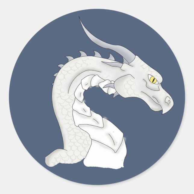 Sticker Rond Imaginaire Dragon blanc (Devant)