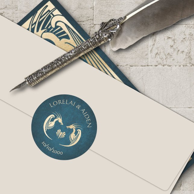 Sticker Rond Imaginaire Dragon Mariage Déco moderne (Créateur téléchargé)