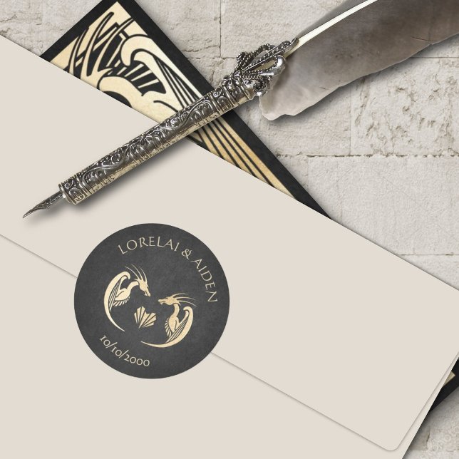 Sticker Rond Imaginaire Dragon Mariage Déco moderne (Créateur téléchargé)