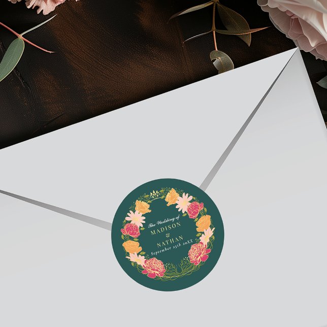 Sticker Rond Imaginaire Enchantée jardin floral mariage (Créateur téléchargé)