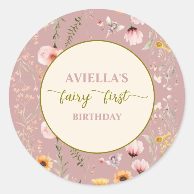 Sticker Rond Imaginaire Fairy Premier Fleur sauvage (Devant)