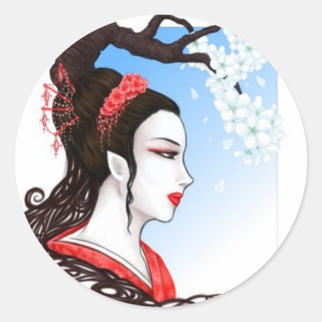 Sticker Rond Imaginaire Geisha (Devant)