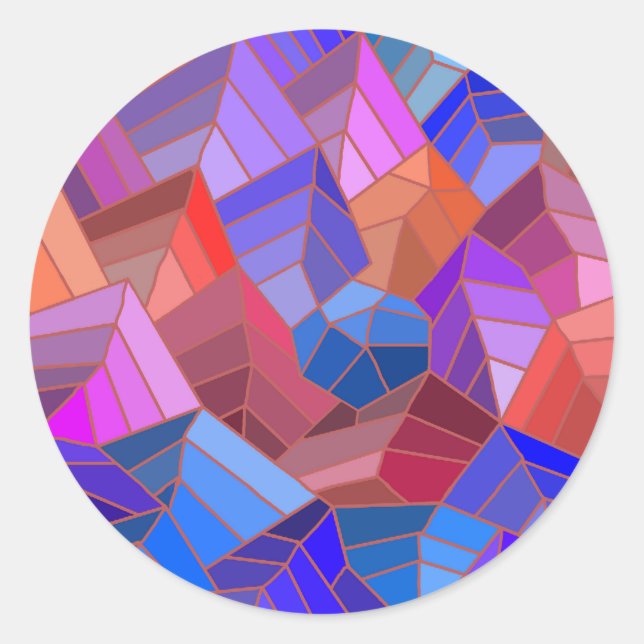 Sticker Rond Imaginaire Montagnes Vue du ciel (Devant)