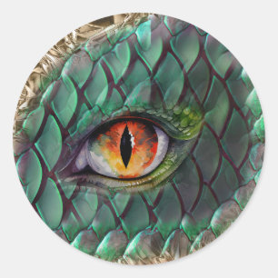Sticker Rond Imaginaire mythique des yeux de dragon